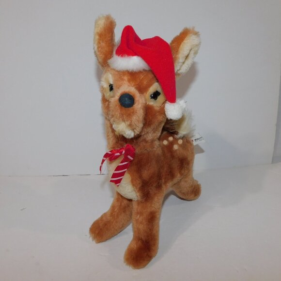 Set 2 VTG 80s Mighty Star Poseable 11" Plush ringing Christmas Reindeer Deer - Picture 3 of 9